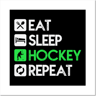 Puck Eat Sleep Hockey Repeat Gift Posters and Art